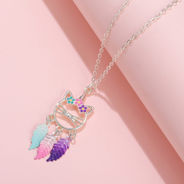 Wholesale New Style Cute Cat Little Girls Jewelry ALLOY Metal Pendant Charm  Necklace for Kids - AliExpress